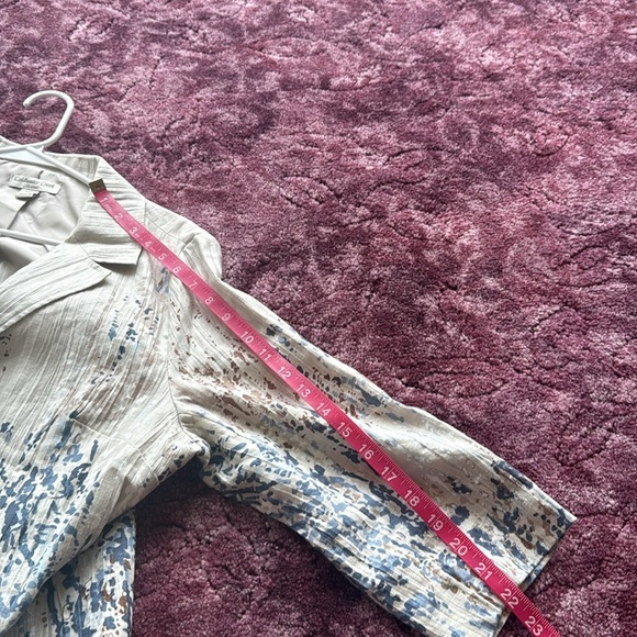 Coldwater Creek Linen Blue and Tab Patterned Blazer size PL (14-16) - Picture 6 of 6